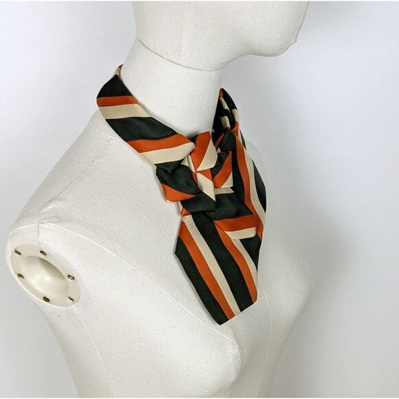 Ogsplosh Green, Orange And Cream Striped Casual Ascot Tie For Men And Women. NEW - Picture 3 of 8